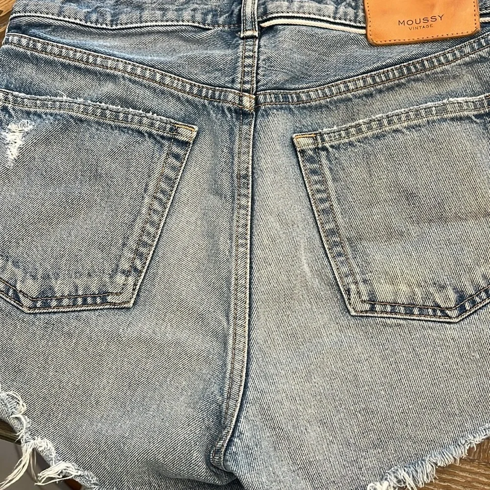 Moussy Blue Jean Shorts High-Waisted Frayed_7